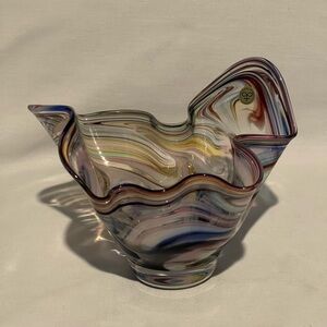 Handblown German Art Glass Bowl by Glasbläserei Helmbach